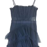 Next/Up Dress Womens 7/8 Navy Blue Ruffle Tiered Y2K Sheer Whimsigoth Balletcore Photo 2