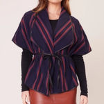 BB Dakota  Women's Striped Poncho in Navy and Red | Multicolor Striped Shawl Photo 0
