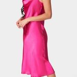 Bebe Hot Pink Satin Cowl Neck Slip Midi Dress. Size Small Photo 1