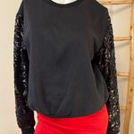 Navie Women's Black Long Sequined Sleeve Crew Neck Sweatshirt Size M EUC Size M Photo 0