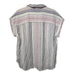Vince Camuto Linen Shirt ButtonUp White/Blue/Pink Stripe Short Sleeve Size Large Photo 1