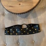 John Stavros Chunky Black Leather Gold Studded Belt Photo 6