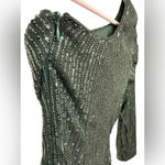 Emerald green sequins one arm side cutout shirt cocktail dress NWOT Size XS Photo 2