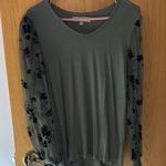 Absolutely Famous Women's Green Top with Floral Sleeves Photo 0