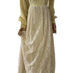 Vintage Bridgerton Inspired Yellow dress lace overlay long sleeves size X Small Photo 1