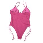 Betsey Johnson  Pink Smocked One Piece Swimsuit L Ruched Sexy Retro Beach Photo 3