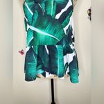 Tropical Palm Leaf Greens & White Print Tank Top Hi Lo Style w Ruffle Hem Sz L Size L Photo 5