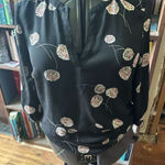 Daniel Rainn  S split neck black hydrangea boho blouse Photo 0