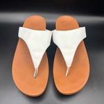 FitFlop  Womens Lulu Toe Post Strap Leather Sandals Flip Flop White Brown Size 10 Photo 1