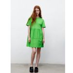 ZARA NWT GREEN PLEATED BABY DOLL STYLE BLOGGERS FAV MINI DRESS SMALL Photo 3