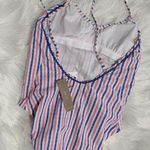 J.Crew NWT  Ballet One-Piece Swimsuit Seersucker Stripes White Blue Pink Size 2 Photo 4