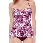 Liz Claiborne  Pattern Bandeau Swimsuit Tankini Top New Amethyst Plum Purple Y2K Photo 1