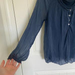EUC | Piazza Roma women’s 100% silk dark blue blouse — medium Photo 2