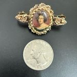 Vintage Unsigned Victorian Lady Portrait Cameo Scarf Clip 9g. Gold Photo 2