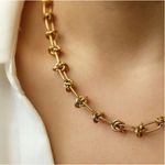 18K Plated Gold Knot Chain chunky Necklace SET Stainless Steel womens jewelry Photo 6