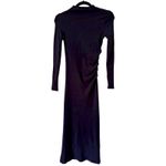 NWT OGL ProWarm Long Sleeve Mockneck Tucks Midi Dress Navy Blue Size XS Photo 4