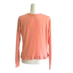 Loft  Top Sweater Peach Coral Ruffled Long Sleeve Lightweight Cropped Small NEW Photo 4