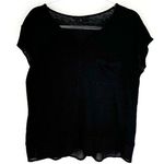 Sanctuary Linen Cap Sleeve Top with Contrast Trim Black Size Large Photo 0