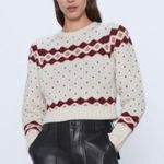 ZARA heart print wool knit cropped sweater Photo 0