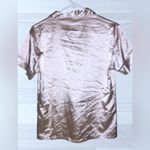 Women’s Light Pink Satin Button Down Pajama Top Photo 2