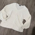 1. State  Ivory V-Neck Sweater with Balloon Sleeves Photo 5