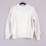 FRNCH  Paris Julia Cable Knit Cutout Back Sweater in Off White Creme Small Photo 2