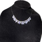 PANNEE by Panacea Silver tone Lavender leaves white beads Necklace choker 16” Purple Photo 1