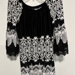 White Mark XL Black White Dress 3/4 Statement Bell Sleeve Lace Trim Boho Glam Photo 0