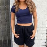 Free People Olivia Vanderbilt Black linen shorts with elastic waistband size small Photo 0