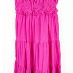 J.Crew  Sevilla Hot Pink Tiered Midi Dress Size Small Stretch Sleeveless Cotton Photo 8