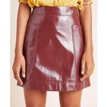 Anthropologie Maeve Faux Patent Leather Skirt Burgundy Wine US 6 Shiny Vinyl Photo 0
