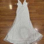 Mac Duggal  wedding Plunge Sequined White Floor Length Maxi on Queenly size 8 Photo 14