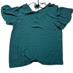 Loft Hunter Green V-Neck Tie Back Blouse Size Medium Short Sleeve Casual Top Photo 0