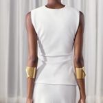 ZARA  NWT white peplum knit ruched white ivory top Photo 5