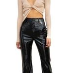 NWT Misha Bertha Black Vegan Leather High Waist Crop Flare Pants Size 2 $238 Photo 0
