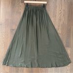NWT Made in Italy Satin Silk Blend Maxi Skirt in Dusty Olive Green Medium Photo 3