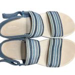 Clarks Cloudsteppers Sandals Womens Size 10 Blue White Striped Slingback Wedge Photo 7