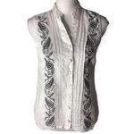 Saint Tropez West  Linen Sleeveless Paisley Print Button Front Shirt Photo 17