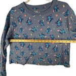 Disney  Stitch Graphic Crop Top Long Sleeve‎ Shirt All Over Print L Space Planets Photo 3