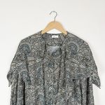 Rosetta Getty Paisley Asymmetrical Dress Tie Sleeves Scarf Top Gray Size 2 Photo 7