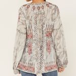 Johnny Was Biya Deliza Embroidered silk Boho Tunic Blouse Large Photo 2