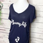 French Pastry #BumpLife Maternity T-Shirt Size Medium Navy Blue Photo 1