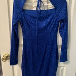 Blue Sequin Square Neck Mini Dress Photo 2