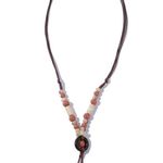Bohemian Ethnic Style Ceramic Tassel Adjustable Necklace Sweater Chain Accessori Brown Photo 11