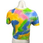 ZARA  Multicolor Tie Dye Crew Neck Short Sleeve Boxy Cropped Tee T-Shirt Top Sz S Photo 1