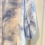 Chico's Chico’s Roll Tab Sleeve Two Pocket Button Up Shirt Gauze Blue White Size 3 / 16 Photo 1