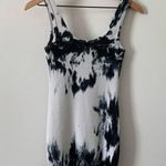 ZARA NWT Sz S Blue & White Tie Dye Print Mini Tank Dress Rib Knit Photo 5