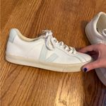 VEJA  Women's White and Light Green Sneakers Photo 2