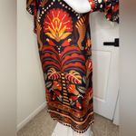 Farm Rio   RED NATURE BEAUTY SCARF BACKLESS MIDI DRESS Size XXS. Photo 8