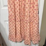 Side Cutout Pink Orange Patterned Women's Dress Ruffled Lined Size Medium Photo 6